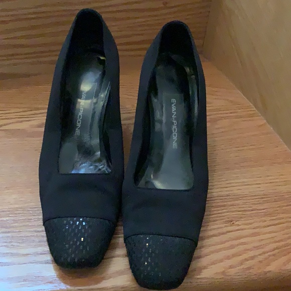 Vintage Evan Picone Shoes black Made in Spain 8.5 - Picture 2 of 5